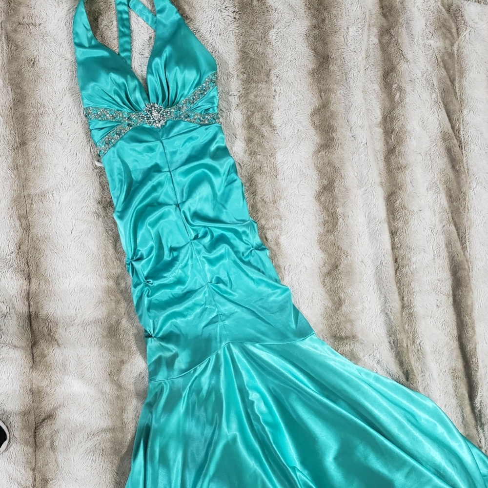 Teal Mermaid Formal Dress
